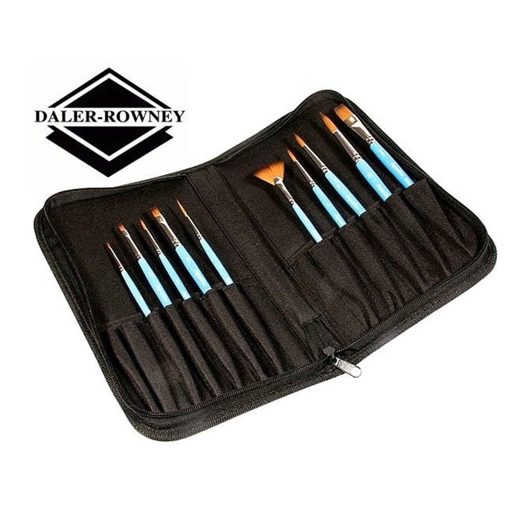 Daler Rowney Aquafine Brush Zip Case with 10 Brushes