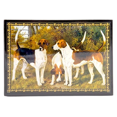 Wooden Lacquer Box for Storage Dogs