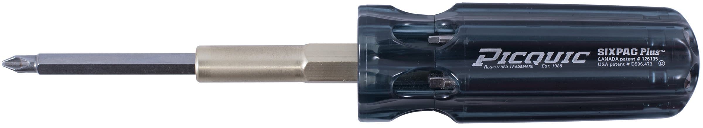 Picquic 88101B Sixpac Plus 7 Bit Multi-Bit Screwdriver, Bulk, Black