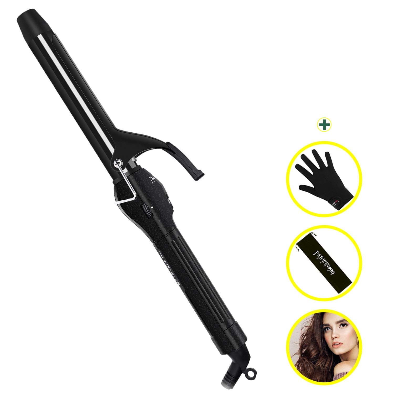 PARWIN PRO Curling Iron 3/4 Inch with Temperature Control,Curling Wand with Heat Protective Glove, Dual Voltage