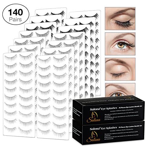 Eye Splashes 140 Pairs False Eye Lashes Bundle - 7 Styles (140 Pairs Bundle)