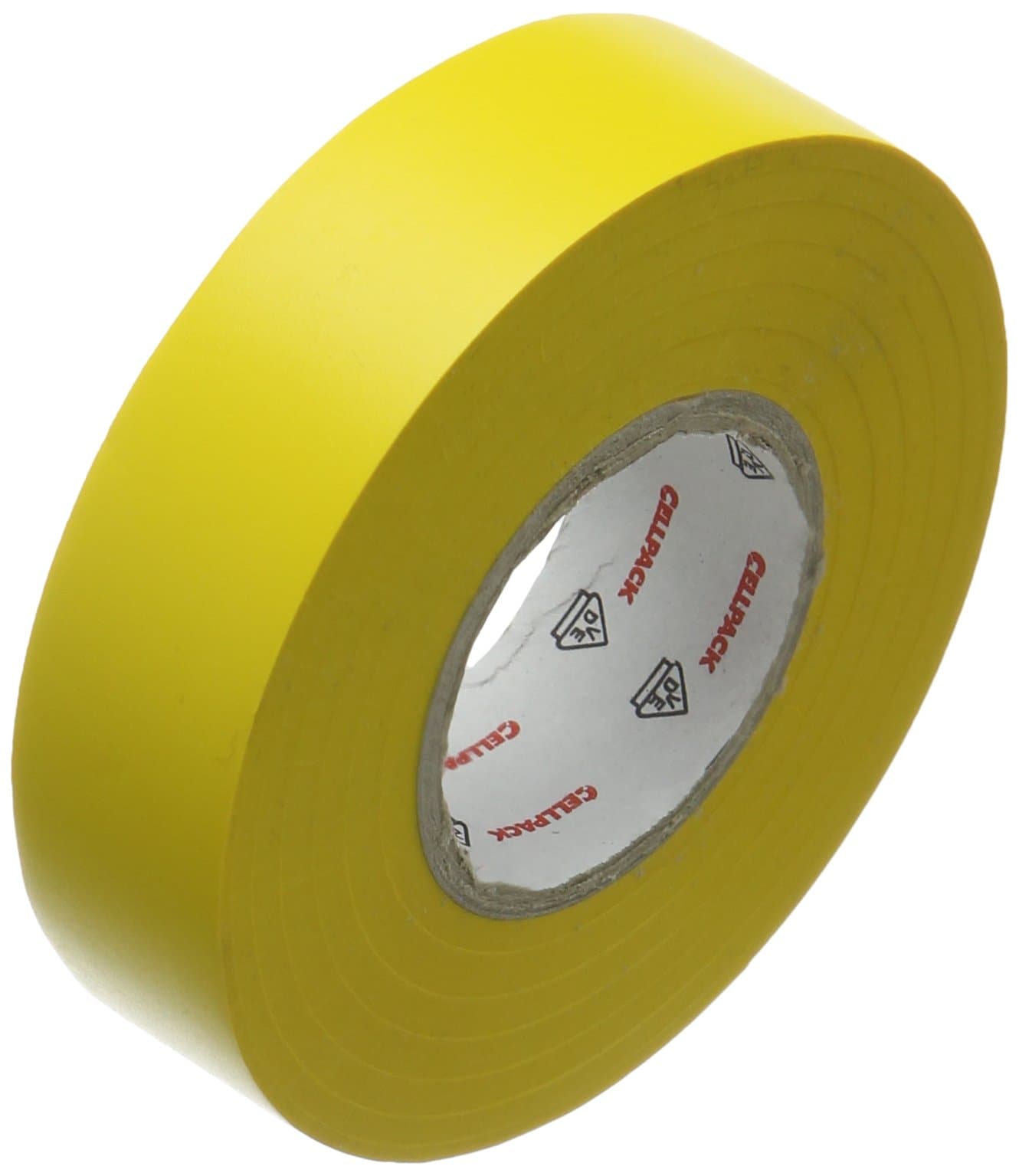 Cellpack, No. 128, dimensions 19 m x 25 mm x 0.15 mm (length x width x thickness), yello, PVC electrical insulation tape