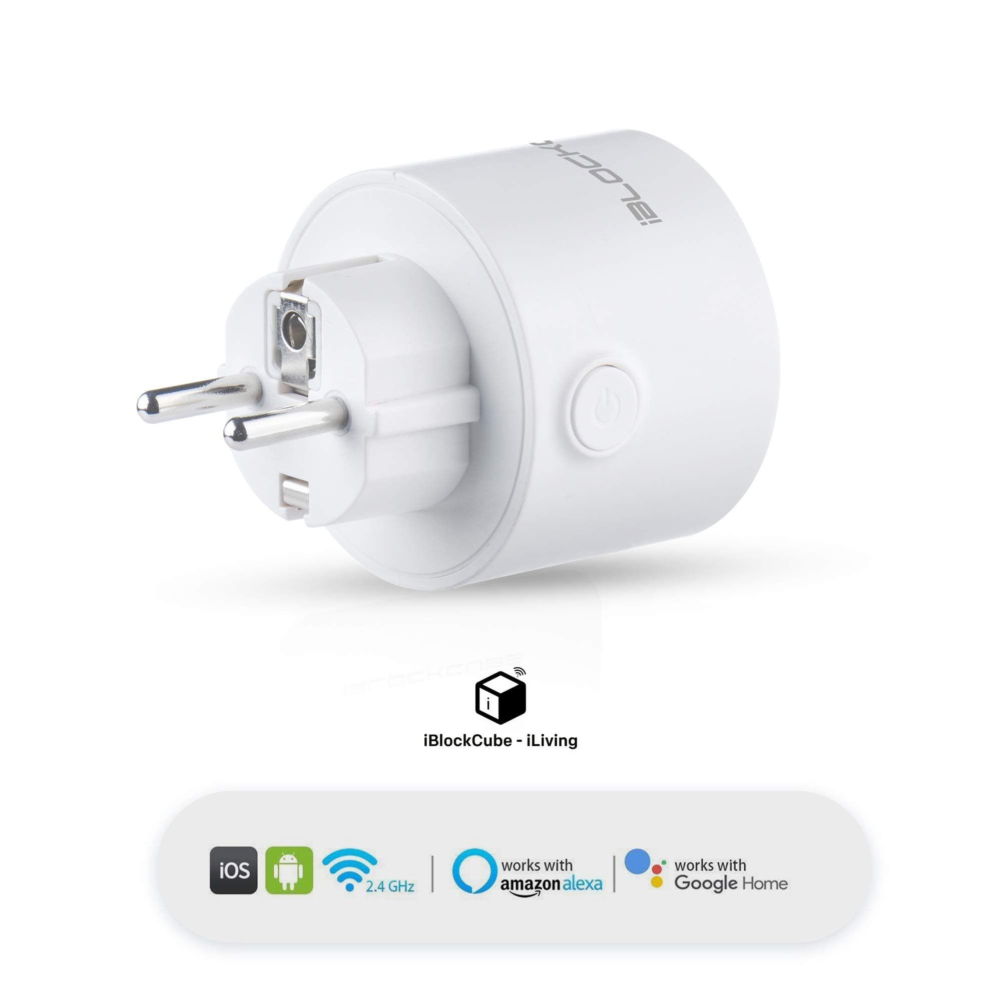 iBlockCube® Smart Plug, 2020 First 16A WiFi Mini Outlet Works with Amazon Echo Alexa Dot, Wireless Remote Control Plug Timer Socket Set Switch, Smart Home Office Accessories, Energy Monitoring