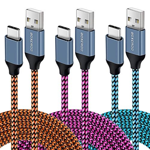 USB Type C Cable, Boxeroo USB C Cable 3 Pack (10ft) Nylon Braided Fast Charger Cord (USB 2.0) for Samsung Galaxy Note 8,S8,S8 Plus, LG G6 G5 V30 V20, Google Pixel, Nintendo Switch, Macbook