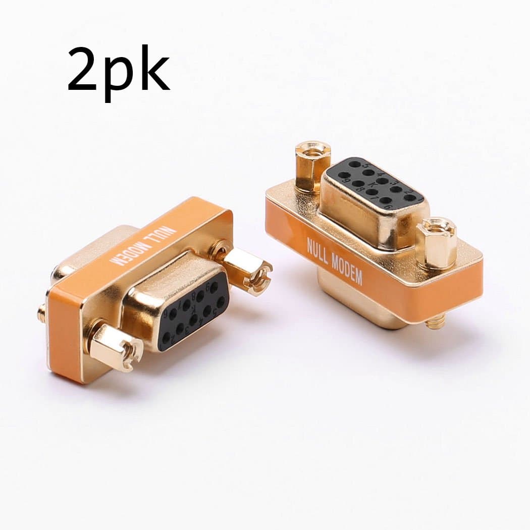 DB9 null modem adapter female to female slimline data transfer serial port adapter gold plated 2 Pack