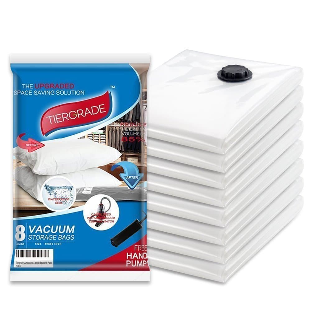 BoxLegend Vacuum Storage 4 Pack (3 Large, 1 Small) 80% More Space Saver Bags for Clothes, Blankets, Pillows