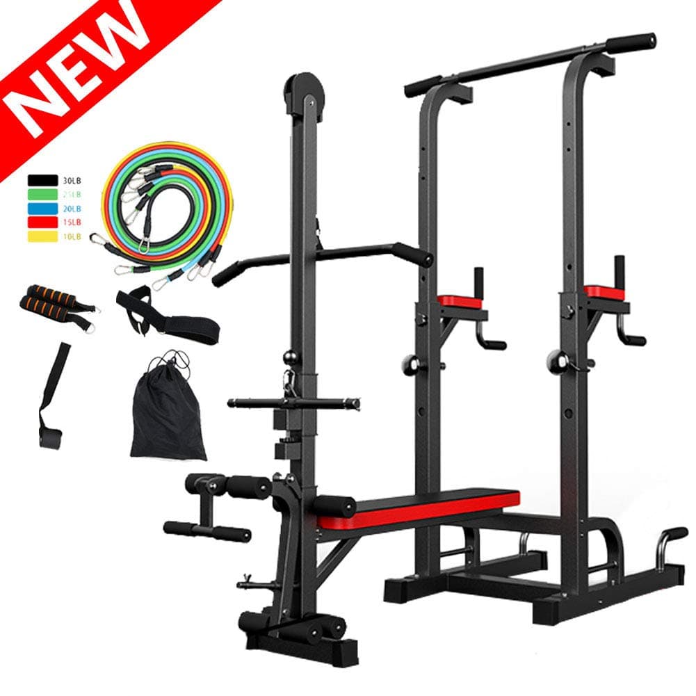 Power Tower Pull Up Bar,Parallel Bar Adjustable Height,Forearm Trainer Pull Up & Dip Station Multi-Function Home Gym Strength Training Fitness Workout Station,Give away Pull Rope Resistance Band