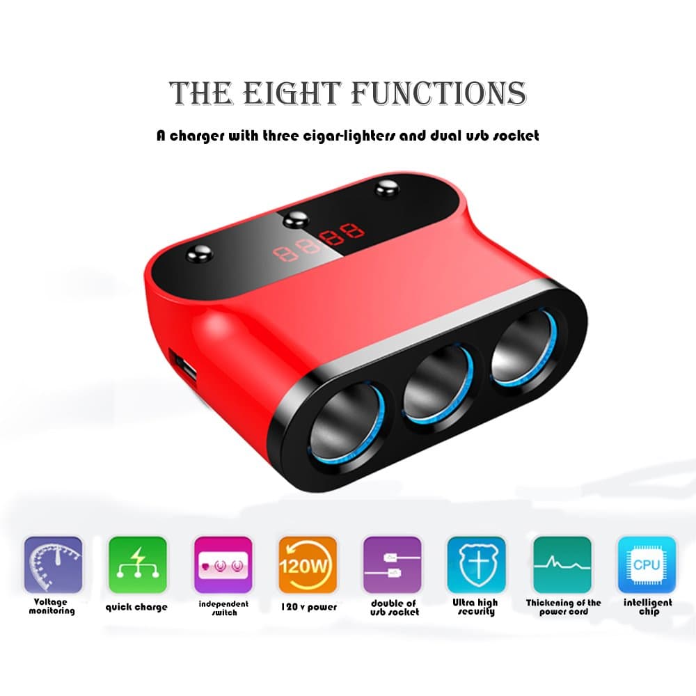 Dr.Luck Two Ways Car Lighter DC Socket Splitter Charger Power Adapter with USB Port,Universal Micro Home Travel Charger for Samsung Galaxy S3/S4/Note 2 and Other Smartphones (Black)