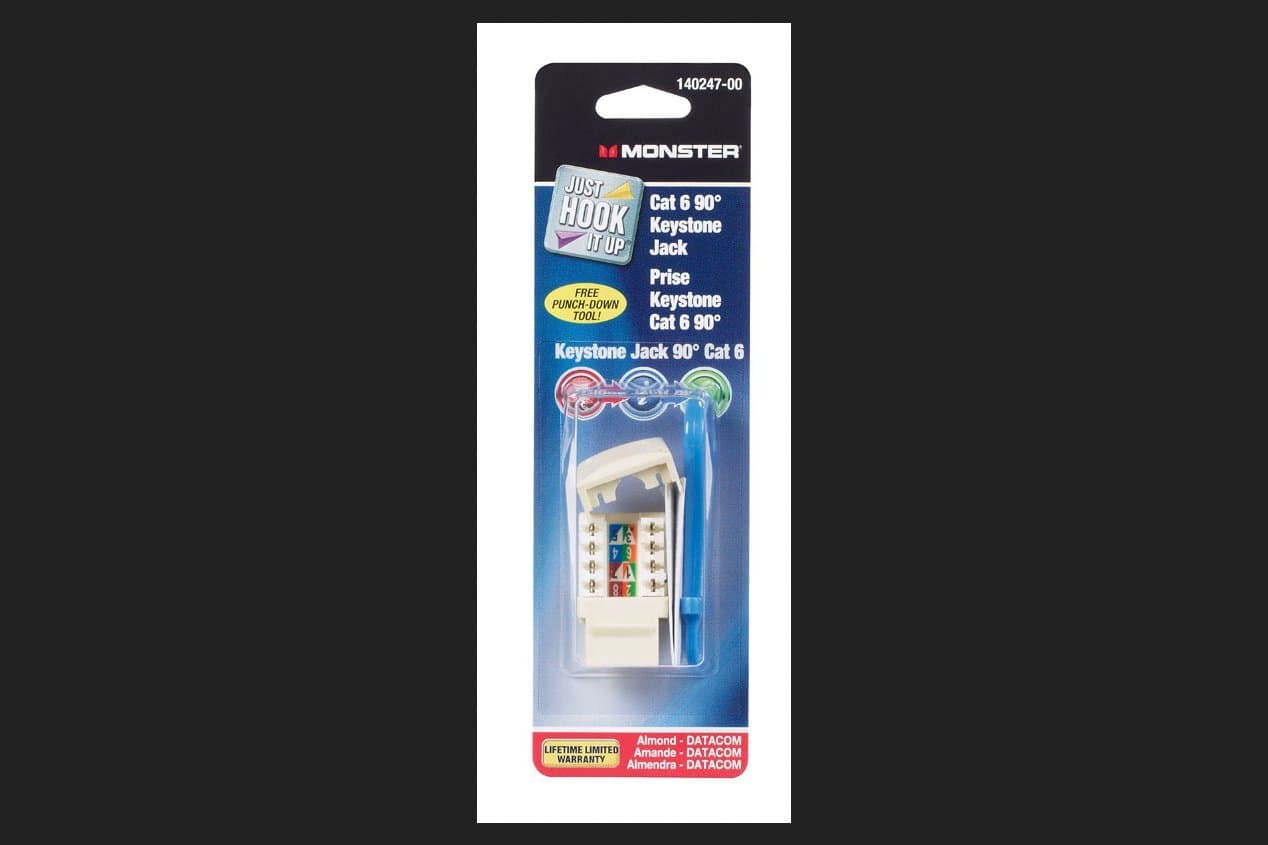 Monster Cable Keystone Jack Category 6 8 Position, 8 Conductor Almond 1 / Pack