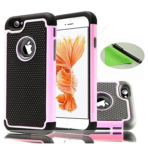 iPhone6 Case Coolzu(TM) 4.7 Inch Apple iPhone 6 6s Cases Slim Armor Full Body Hybrid Armor Protection Defender Cover (Pink)