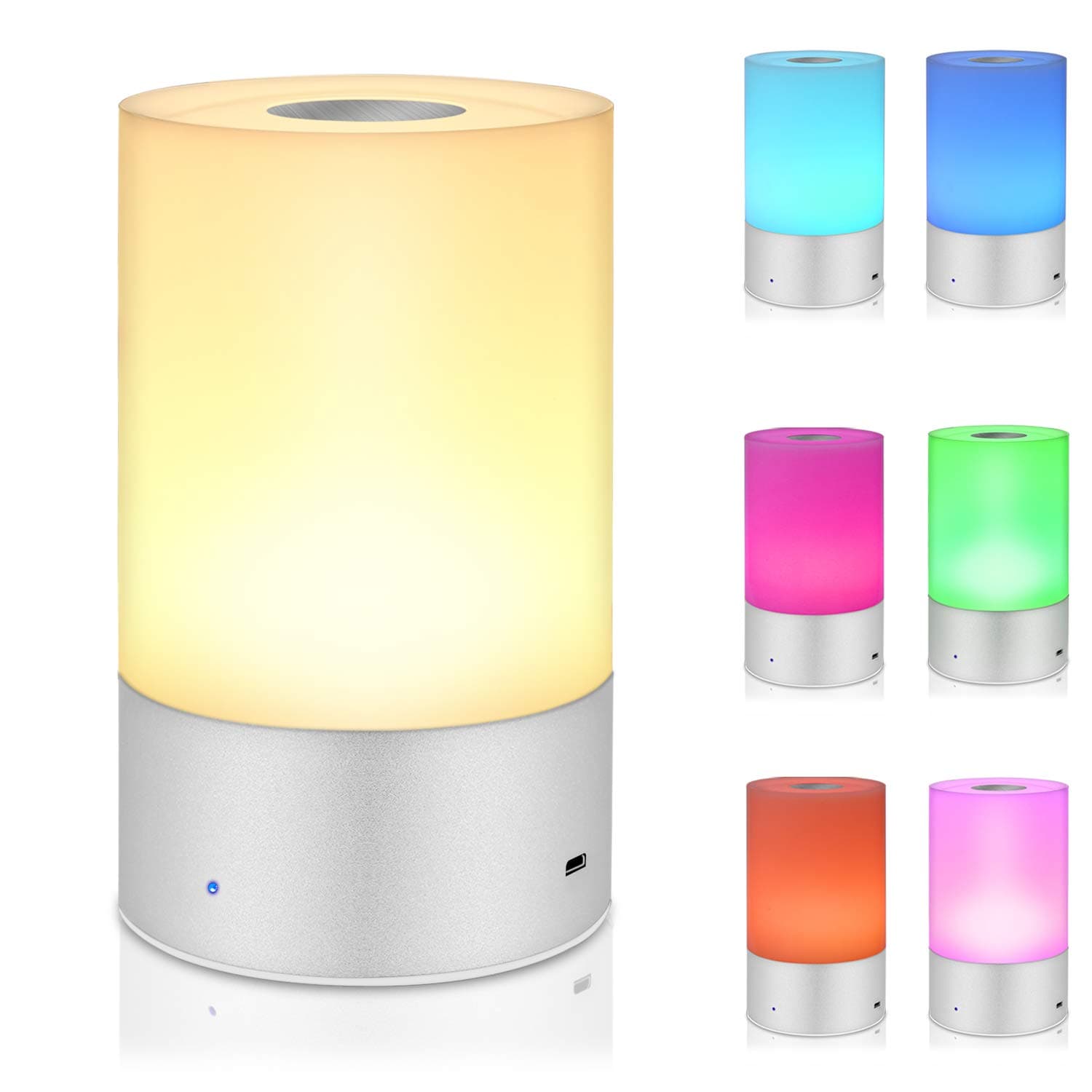 Lumi Rider Table Portable LED Touch Sensor Bedside Lamp with Dimmable Warm White Light & Color Changing RGB for Bedrooms (Warm White)