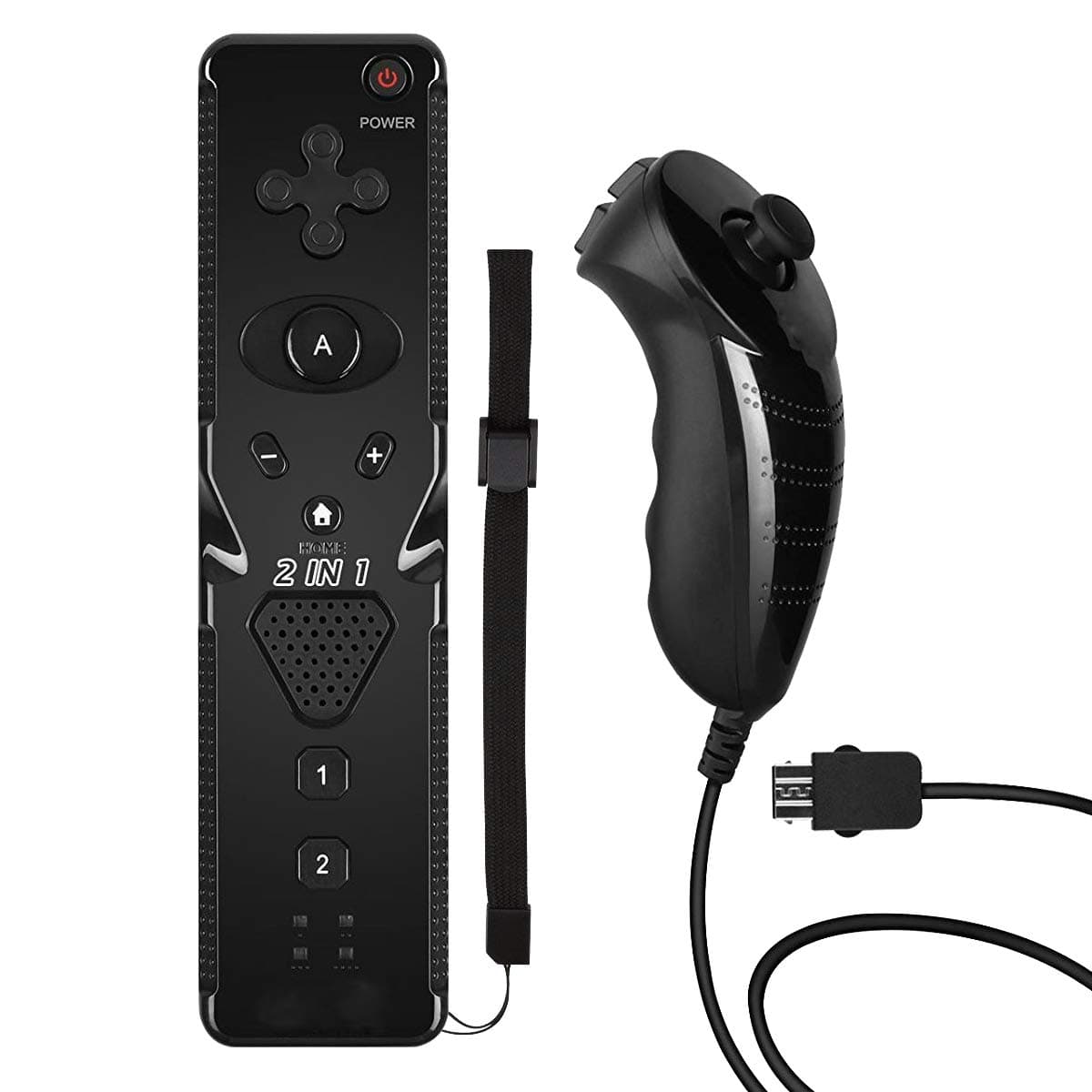 Wii Remote controller Built in motion Plus,WeJoy Remote and Nunchck Controller with Wrist Strap for Nintendo Wii and Wii u-Black