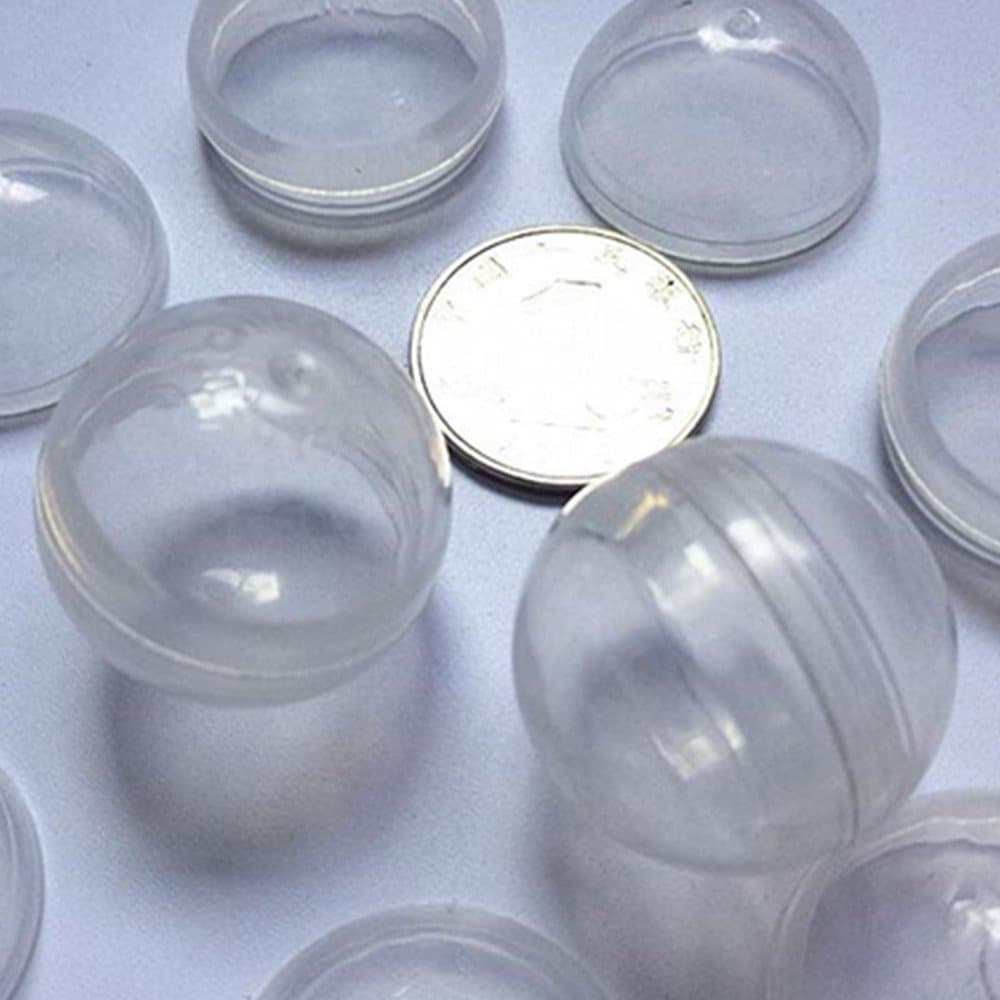 100pcs Clear Round Vending Machine Capsules, Empty Cases for Gumball Containers, Toy Stands, Mini Bath Bombs Container Molds or Hidden Surprise Treasure Inserts and Party Favors