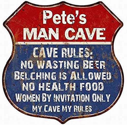 AnthWad 12x12 Wall Decor Art Phil's Man Cave Rules Personalized Shield Metal Sign Gift 211110023105