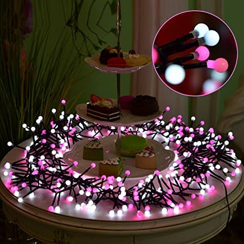 LED Globe String Lights, Elktry 10FT 400LEDS Bendable Copper Wire Lights CE Certification for Indoor Bedroom Curtain Patio Lawn Landscape Garden Home Wedding HolidayChristmasParty (Pink &amp;White)