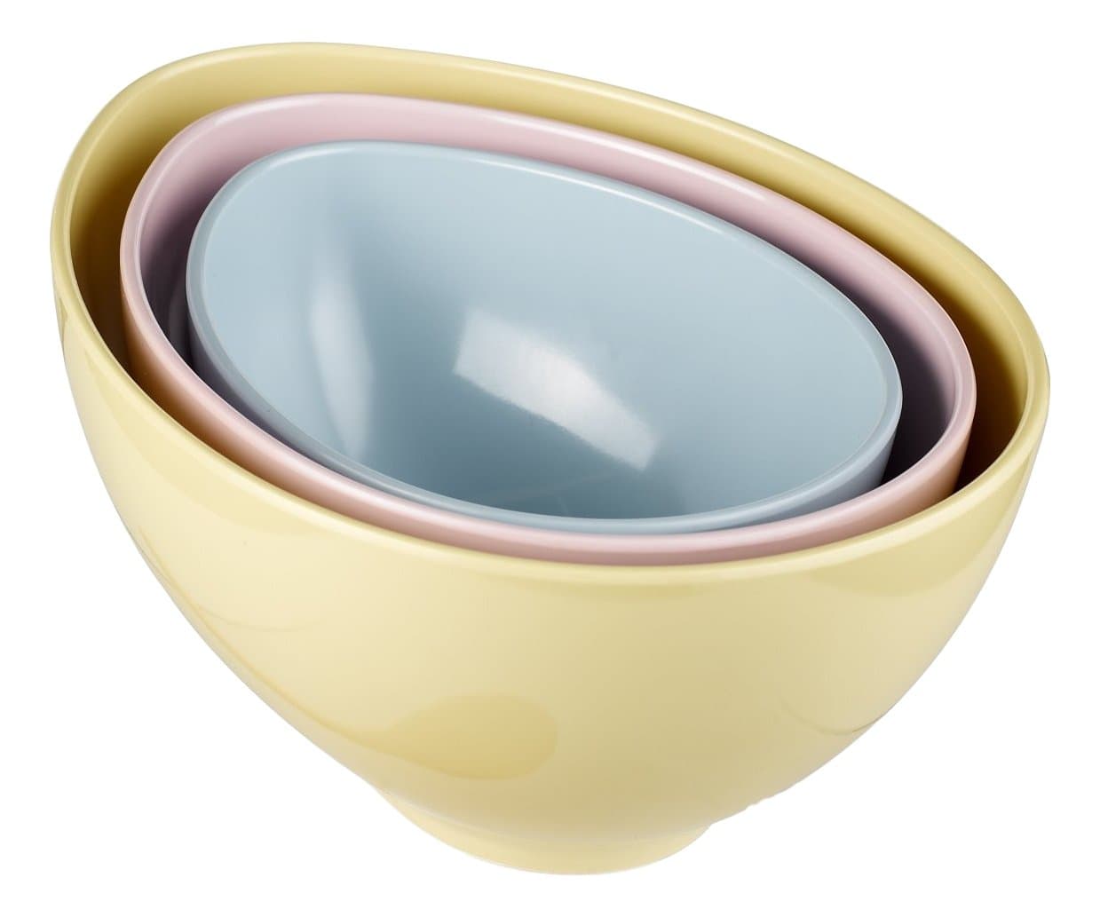 Grasslands Road Easter 4-1/4-inch By 9-3/4'x7-1/2-inch Nested Pastel Colored, Egg Shaped, Mixing Bowls Set of 3