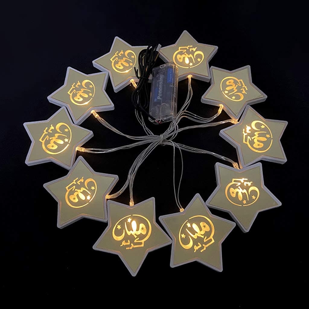 Ycncixwd 2m Ramadan Acrylic Light String Eid Mubarak Stars Shape LED Lamp Home Decoration