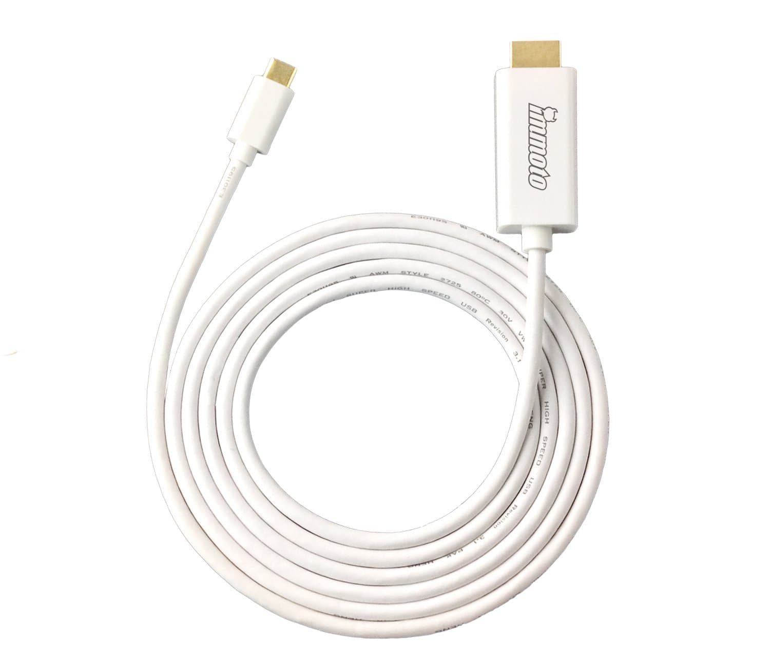 IMMOTO USB Type C to HDMI Cable (Thunderbolt 3 Compatible) 1.8m, OD=4.2mm, 4K2K@60Hz, White for Galaxy S8,2017 MacBook Pro/iMac, 2016 MacBook Pro,2015 MacBook, ChromeBook Pixel