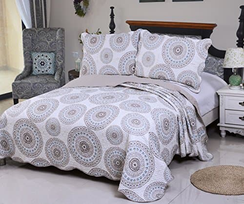 Microfiber quilt sets twin size(68"x88", GRAY VERONA) -2pcs include 1 pillow Shams as bedspread, bedcover,coverlet, bed throw