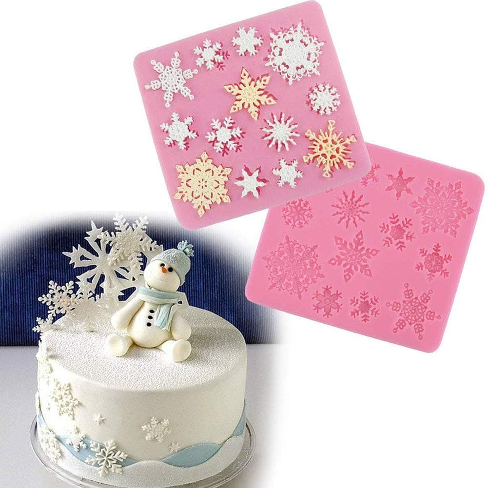 Snowflake Baking Mold Silicone Biscuits Mold Non-stick Snowflake Mold Biscuit Chocolate Ice Fondant Baking Tool