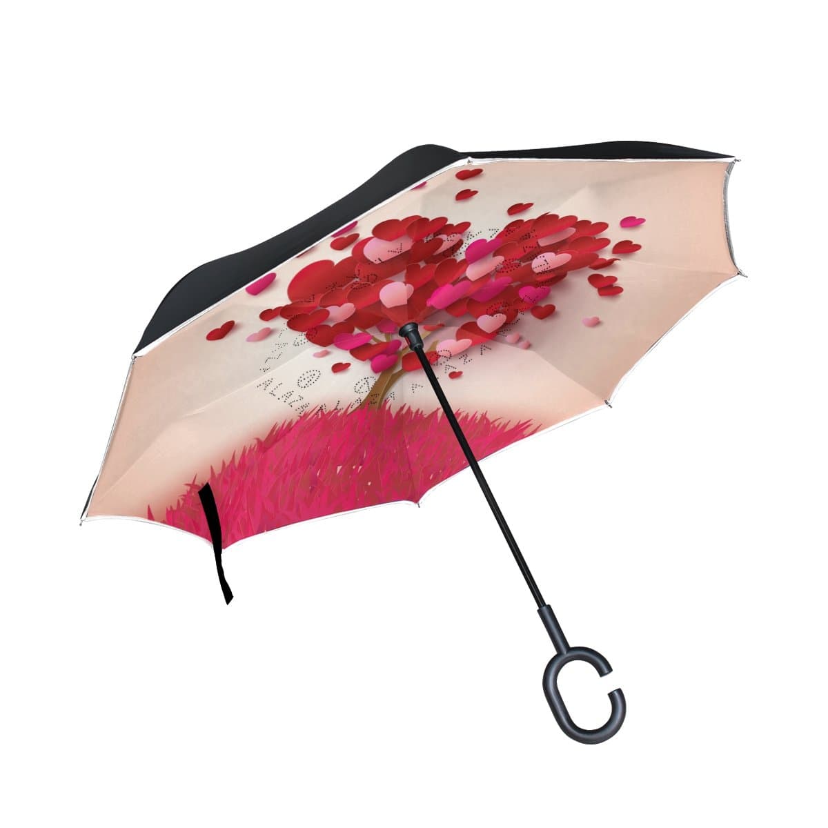 ISAOA Large Umbrella Inverted Umbrella Windproof Double Layer Construction Reversed Folding Umbrella for Car Rain Outdoor Use,C-Shaped Handle Umbrella Black Cat Umbrella for Women and Men