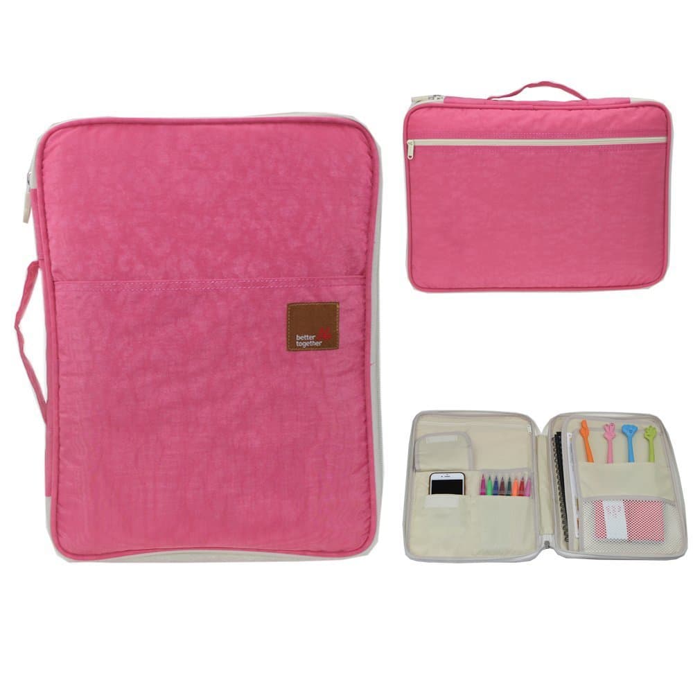 Channelook Multi-functional A4 Document Bags Files Portfolio Organizer Messenger iPad Handbag Storage Zippered Case for Travel Office (Pink)