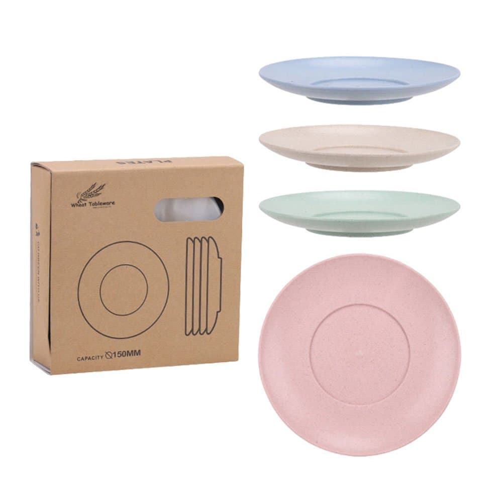 Golandstar Healthy Kitchen Dinnerware Eco Biodegradable Unbreakable Dinner Plates 5.9 Inch Diamter Wheat Straw Plastic Plate Dish Saucer