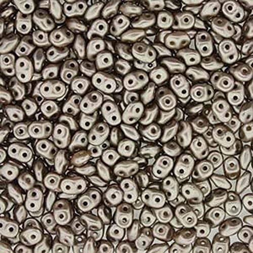 Pastel Light Brown/Coco SuperDuo Czech Two Hole Seed Beads 2.5x5mm Approx 20 Grams
