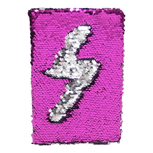 FIGHTA Reversible Sequin Notebook Magic Sequin Journal Office Notebook for Girls Adults Festival Birthday Valentine's Day Gifts (Hot pink / Silver)