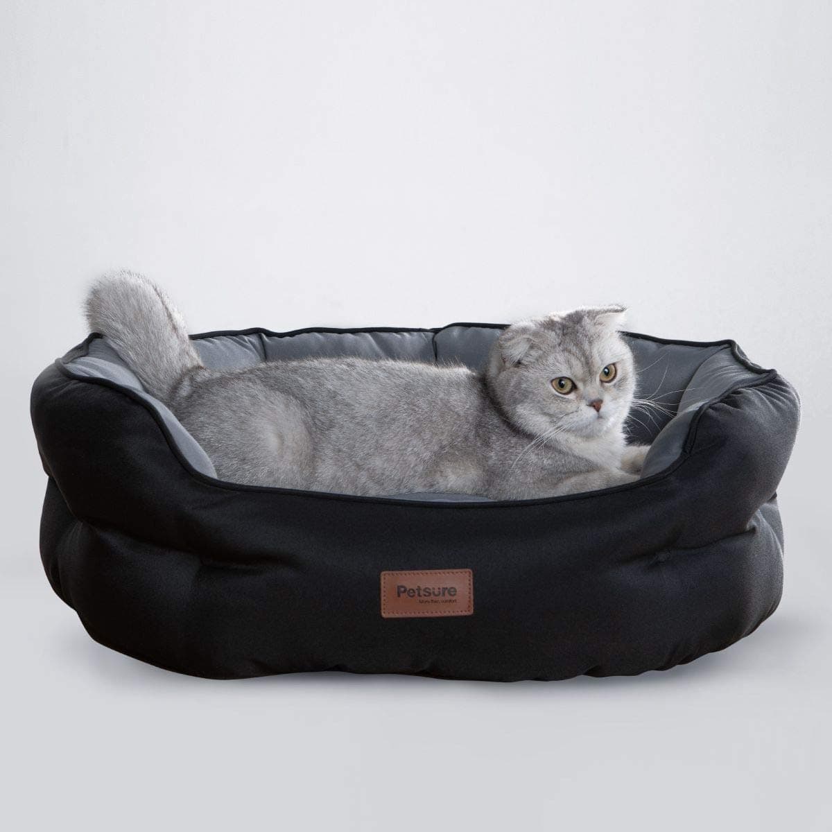 Petsure Medium Dog Beds - Washable Dog Bed for Small, Medium Dogs & Cats - Water-Resistant Oxford Fabric, Anti-Skid Bottom and Removable Center Cushion, Bolster Pet Bedding