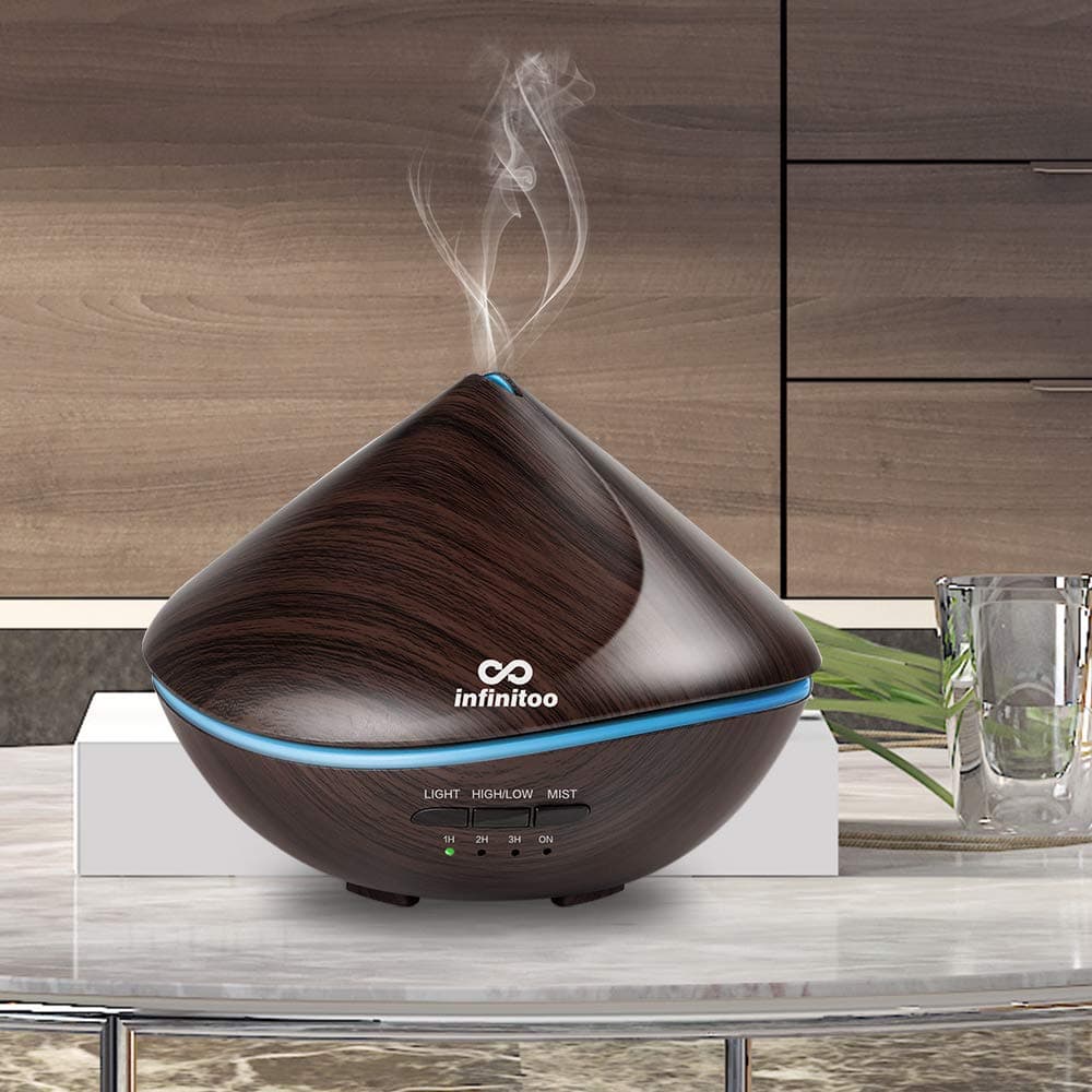 Essential Oil Diffuser infinitoo 2020 New Sand Dune Design 500ml Diffuser Aroma Ultrasound Humidifier Kids Automatic Off Aroma Diffuser with 4 Time Mode and 7 Colors for Room, Yoga, SPA, Office