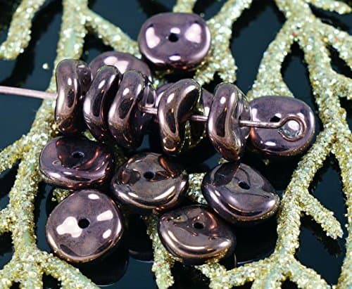 NEW SHAPE 20pcs Metallic Bronze Waved Flat Round Disk One Hole Czech Glass Beads Disc 8mm