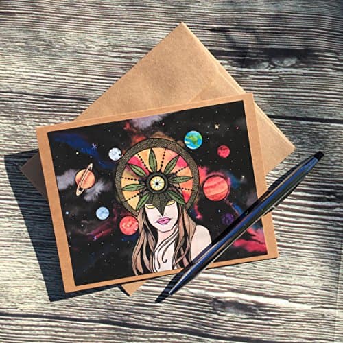 Celestial Goddess Original Watercolor - Kraft Note Card