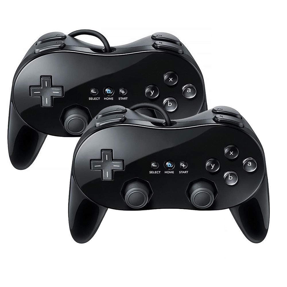 TheMaxWii Classic Controller Pro Remote Joypad Game pad classic controllers Pro Black (2 Pack) For Wii Wii U Classic Console