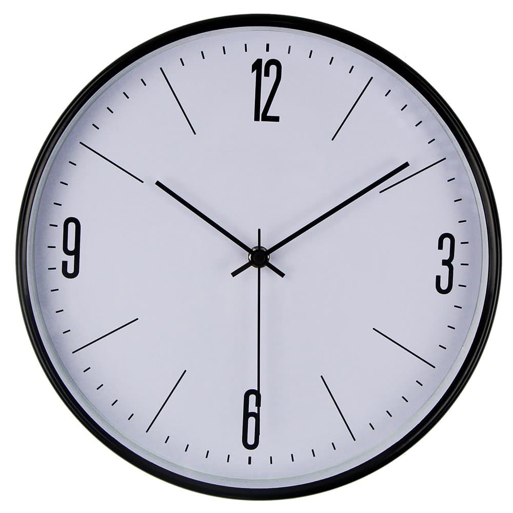 SHELLMIMI Silent Wall Clock Non Ticking Quiet Sweep Decorative Clocks, 11 inch Black Metal Frame Battery Operated