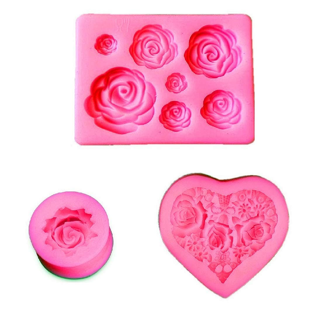 DEVIN0705 Rose Silicone Mold,Small Soap Clay Chocolate Baking Tool DIY Cake Silicone Mold for Baby Shower Party Birthday Party Cake Decoration (Small Rose Mold)