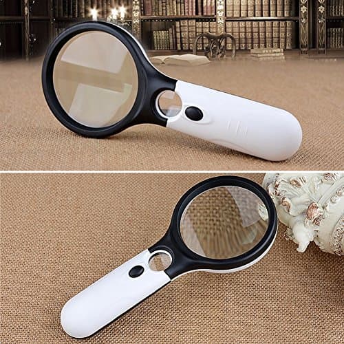 Led Lighted Magnifier - Lighted Magnifying Glass - 3 LED Light Handheld Mini Pocket Magnifier Reading Magnifying Glass Lens Jewelry Loupe - Magnifier With Light