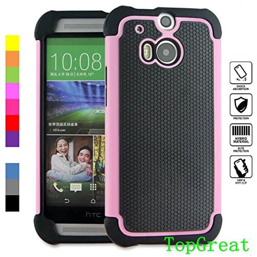 Htc one m8 case,Htc m8 case,TopGreat [Full-Body Protection] [Shockproof] [Skidproof] [scratchproof]Dual Layer Hybrid Case Shock-Absorption Bumper and Anti- Scratch hard Cover[Gifts]for htc m8 (Pink)
