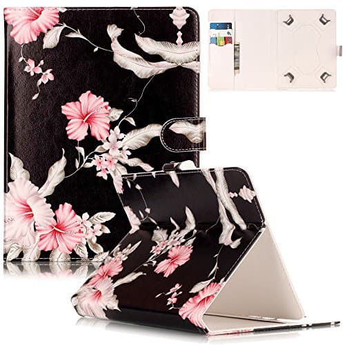 Universal 7 Inch Tablet Case Shockproof Stand Case for Samsung Tab A 7.0/ Tab 4 7.0/ Tab 3 Lite 7.0/Tab J 7.0/kindle fire 7/Huawei T3 7.0/Google Nexus 7 and More 6.5"-7.5" inch Tablet, Pink Flower