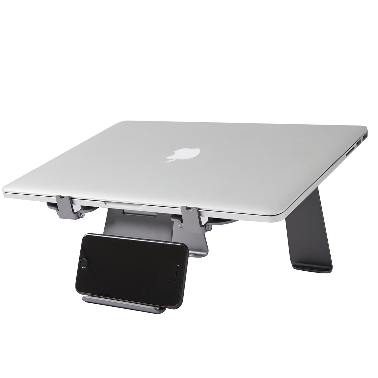DiiZiGN: Foldable Adjustable Laptop Stand with Phone Holder (Foldable: Space Grey, Silver, Gold, Rose Gold)(Space Grey)