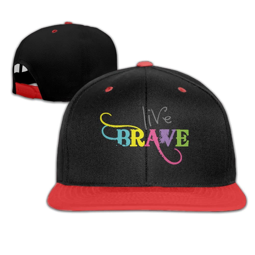 SIMG Live Brave Baseball Adjustable Hip Pop Cap Flat Along The Baseball Cap Unisex,Children,KidRed