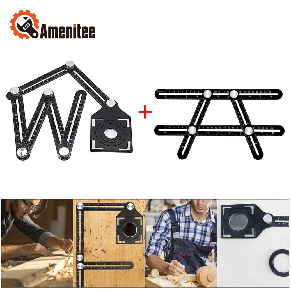 Amenitee Angle Measuring Tool - Universal Ruler - Full Metal Multi Angle Measuring Tool-Upgraded Aluminum Alloy Ruler