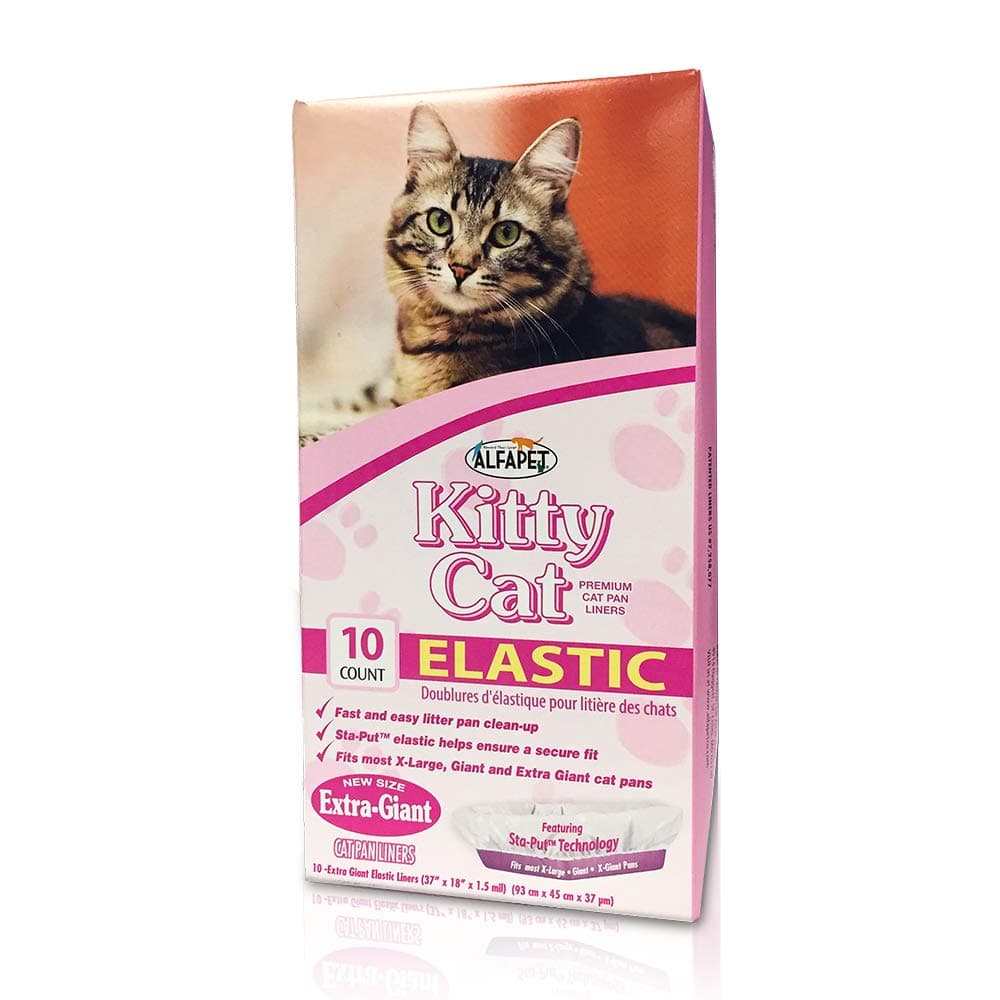 Alfapet Kitty Cat Pan Disposable, Elastic Liners- 10-Pack- With Sta-Put Technology, Jumbo - Original version