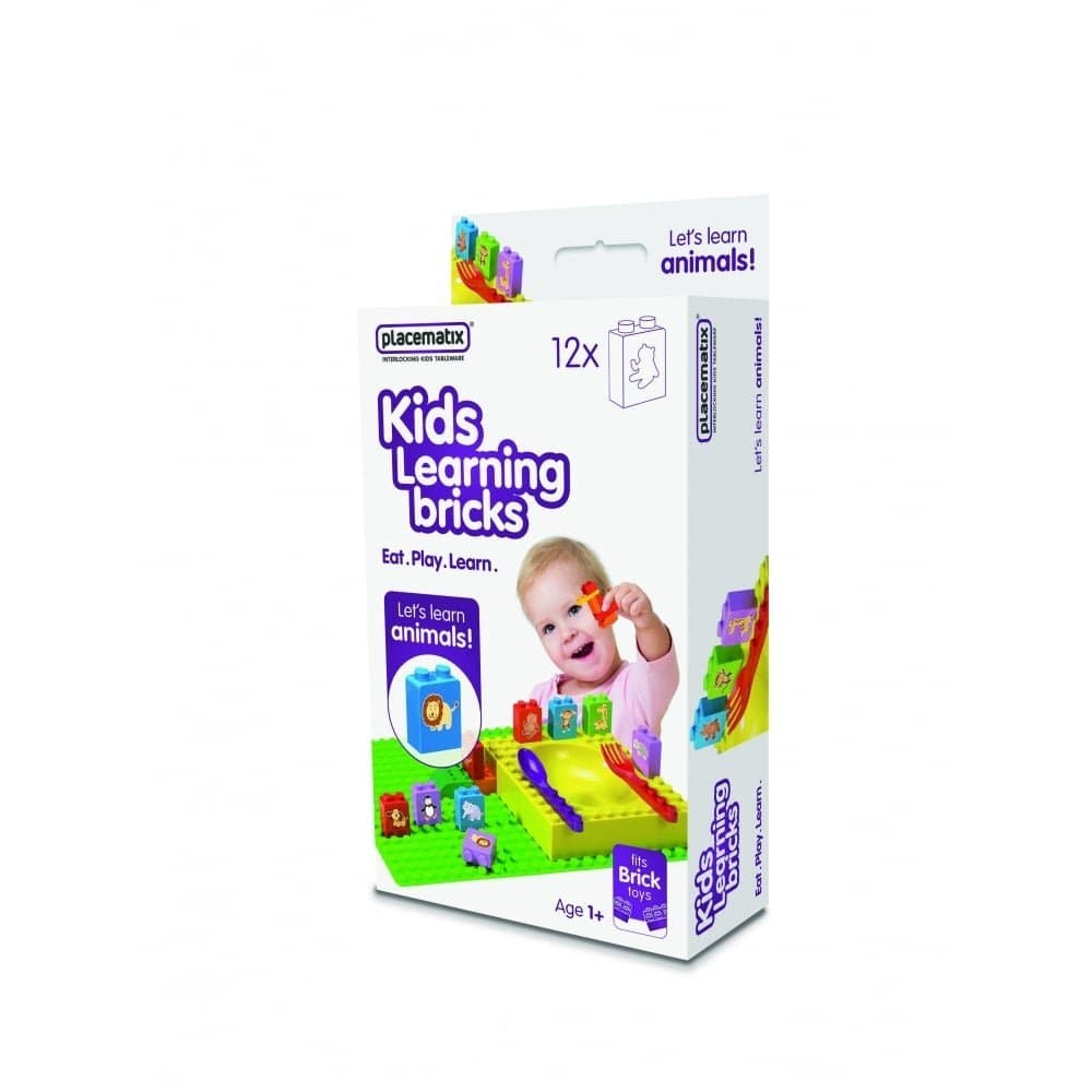 placematix Interlocking Kids Tableware Set Learning Bricks - Animals