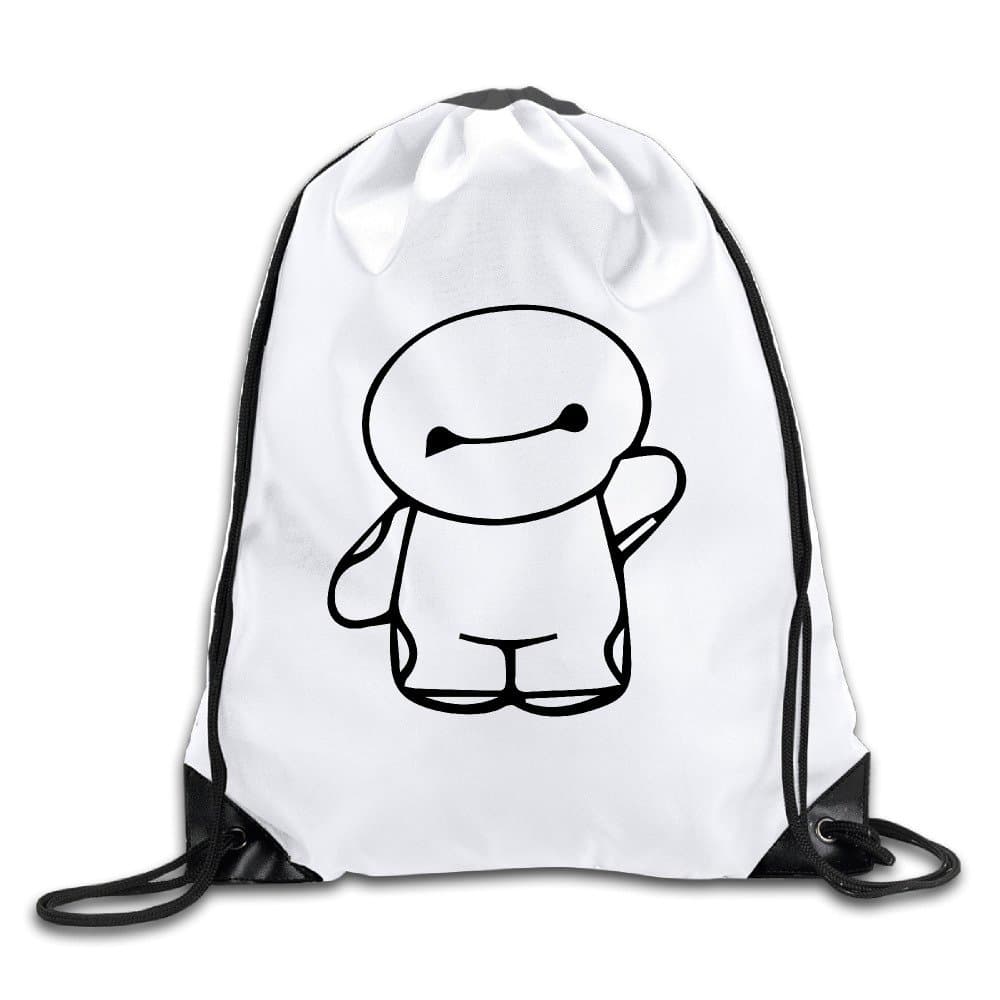 BYDHX Big Hero 6 Baymax Logo Drawstring Backpack Bag White