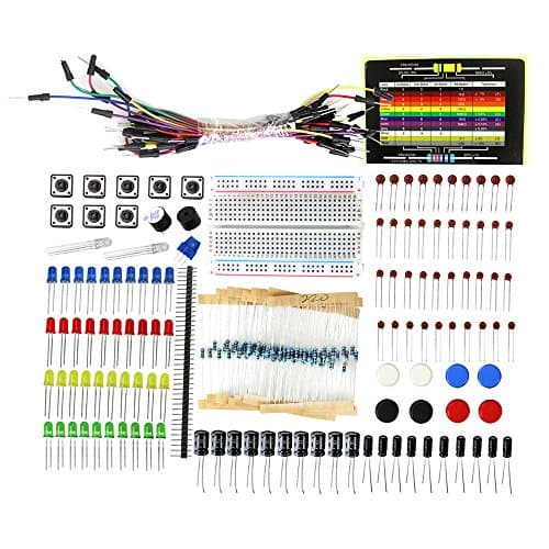 Mihappy Electronic Fun Kit Bundle with Breadboard Resistor, Jumper Wires, Capacitor, LED, Potentiometer