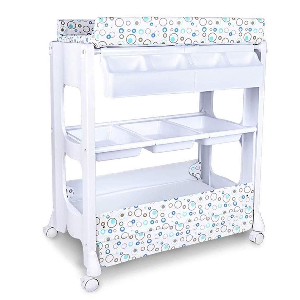 Diaper Table with Wheels Movable Large Storage Space Foldable Multipurpose Portable Changing Organizer for Traveling Shopping Relaxed (Size:82x53x103cm) (Color : A)