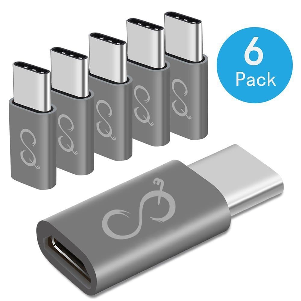 Micro USB to Type-C USB C Adapter Converts Micro USB Female to USB C Male, Uses 56K Resistor, Compatible with Galaxy S8, S8+, S9, MacBook, Sony XZ, LG V20 G5 G6