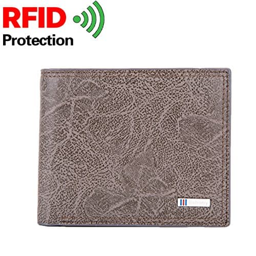 Wallet for Men Leather RFID Blocking Bifold Mens Wallet with 2 ID Window