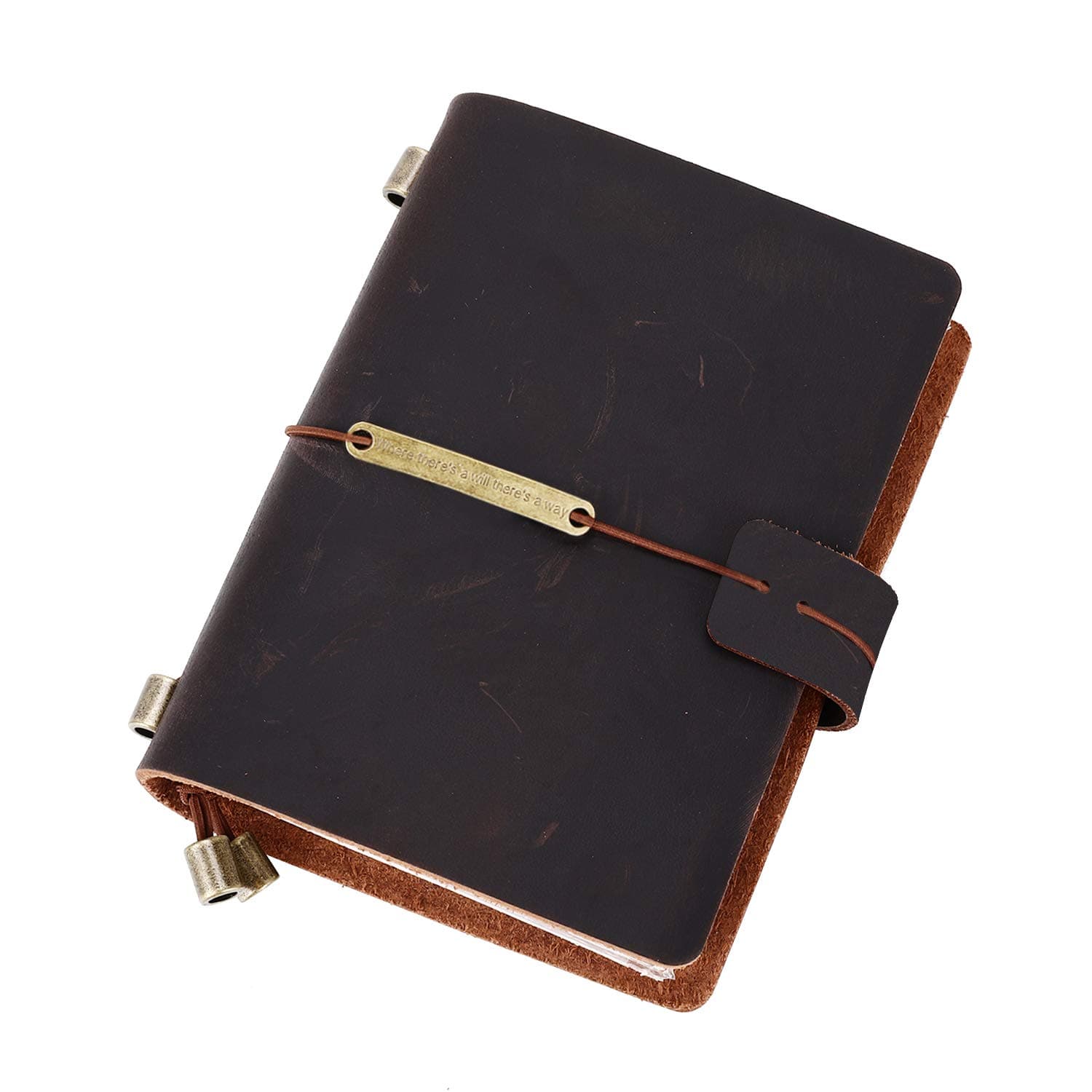 ZeFeng Leather Refillable Notebook, Pocket Travel Journal/Notepad for Men or Women, Writing, Poets, Travelers, as a Diary |Passport Size |Blank Inserts, 13.5 x10cm, Coffee